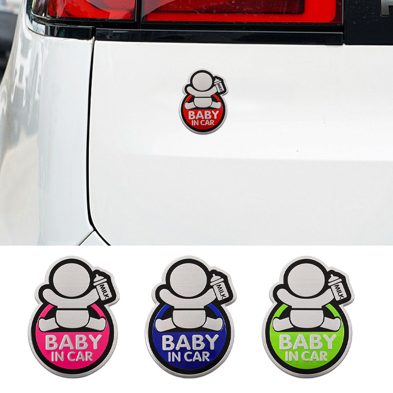 Car Accessories For Baby - ملصقات تحذيرية للسيارة من سبائك الألومنيوم