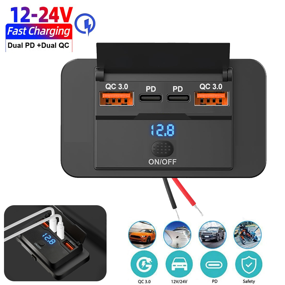 Car Accessories Thailand - جديد 4 منافذ شاحن سيارة لوحة