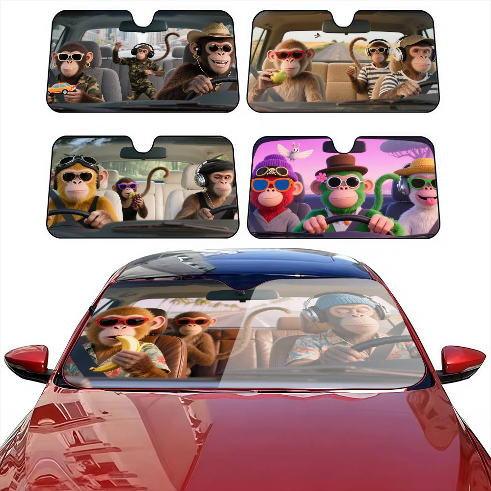 Car Accessories Outside - مضحك القرد سائق مظلة السيارات الستائر