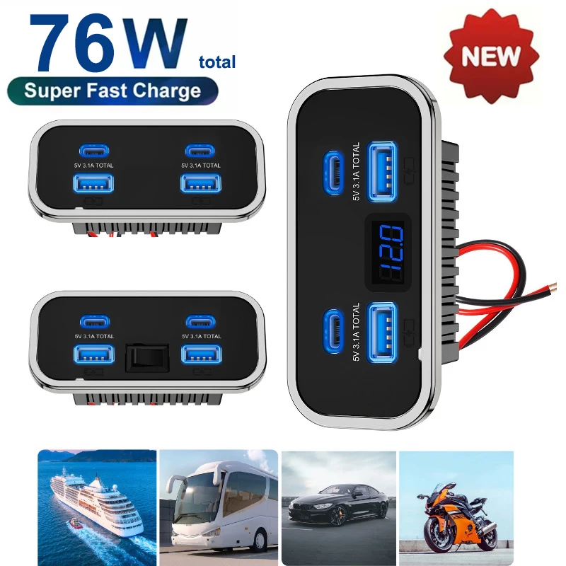 Car Accessories Thailand - 12 فولت-24 فولت 4 منافذ المزدوج