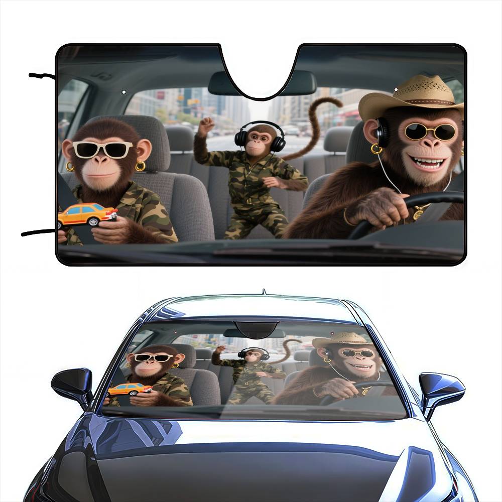 مضحك القرد سائق مظلة السيارات  - مراجعة Car Accessories Outside وسعره